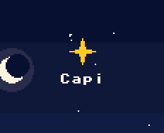 Céu da noite com a estrela da Capi e o nome dela