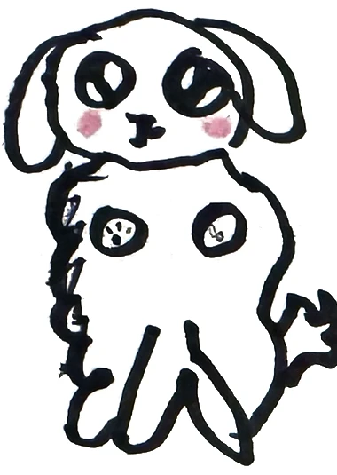Desenho do João: cachorrinho de orelhas caídas, a lápis