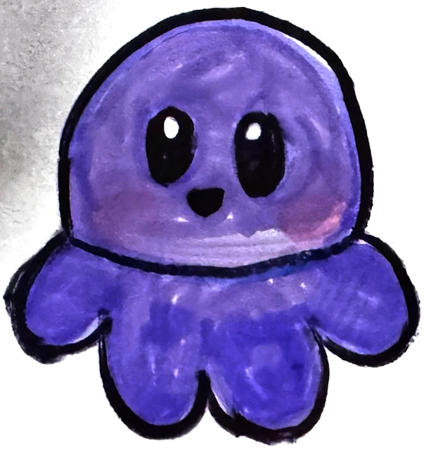 Desenho do João: polvo roxo sorridente