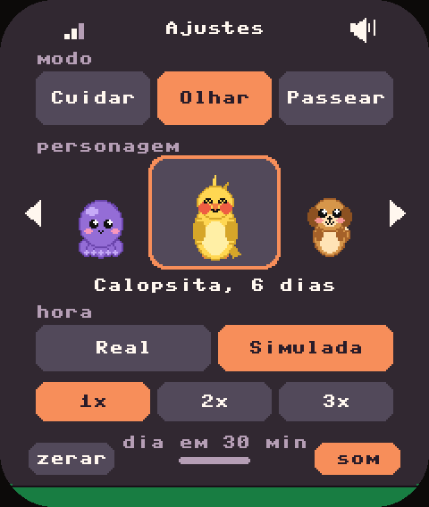 Menu de ajustes puxado do topo